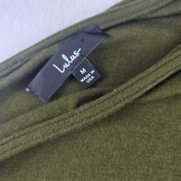 Lulus Olive Green One Shoulder Mini Dress Ruched Drawstring Bodycon Party Medium - Picture 6 of 11